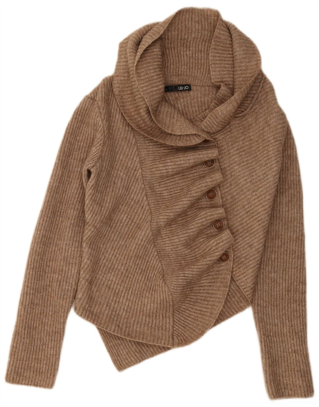 Asymmetrischer Damen-Cardigan von Liu Jo, Größe 40, kleines braunes Acryl