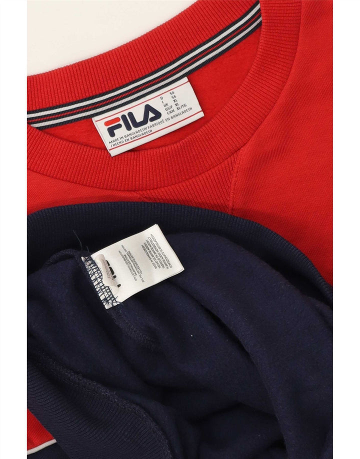 Fila Herren Sweatshirt Pullover XL Rot Colourblock Baumwolle
