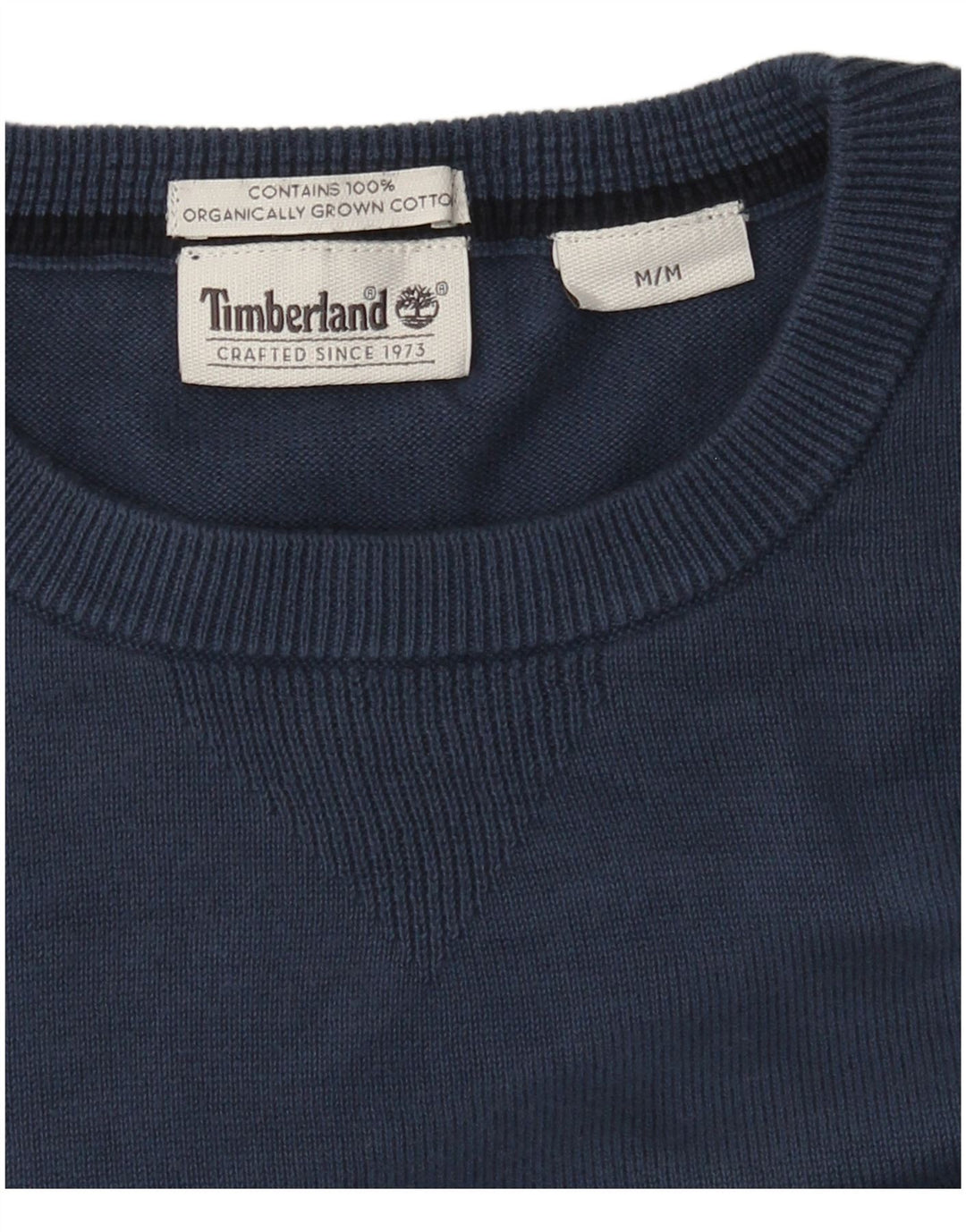 Timberland Herren-Pullover mit Rundhalsausschnitt, mittelblaue Baumwolle