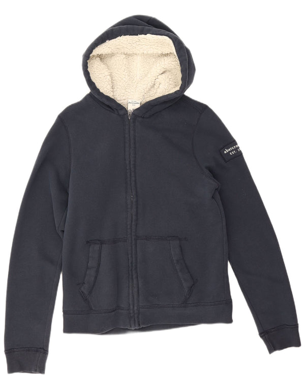 Abercrombie & Fitch Jungen-Kapuzenpullover mit Reißverschluss, 13–14 Jahre, XL, Marineblau, Baumwolle