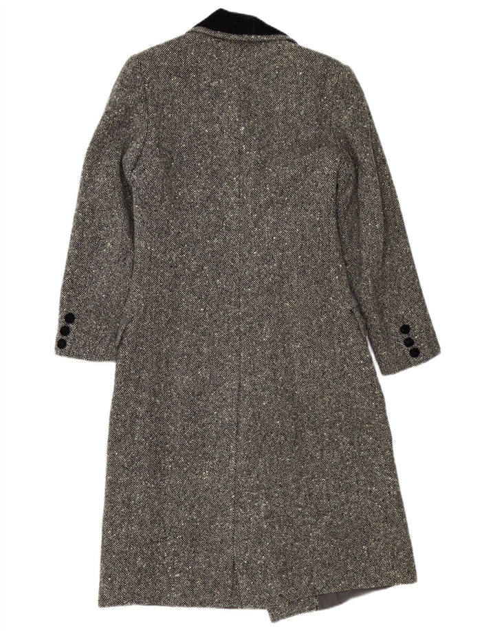 Vintage Damen Zweireihiger Mantel UK 16 Groß Grau meliert