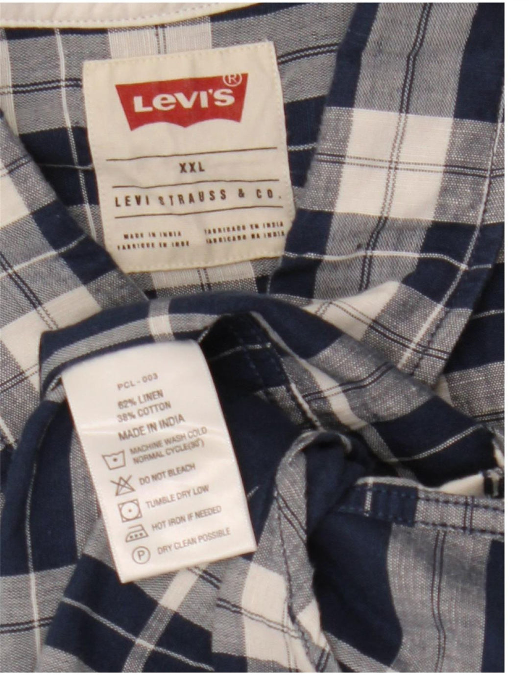 Levi's Herrenhemd 2XL Blau kariertes Leinen