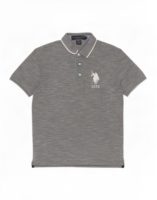 U.S. Polo Assn. Slim-Fit-Poloshirt für Herren, klein, grau gesprenkelte Baumwolle