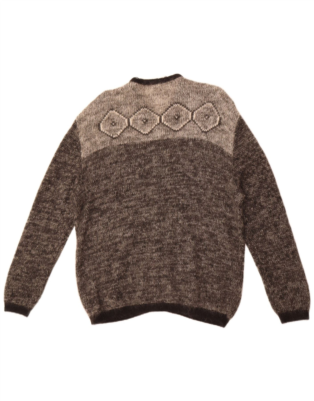 Vintage Damen Übergroßer Cardigan Pullover IT 48 XL Grau Fair Isle Mohair