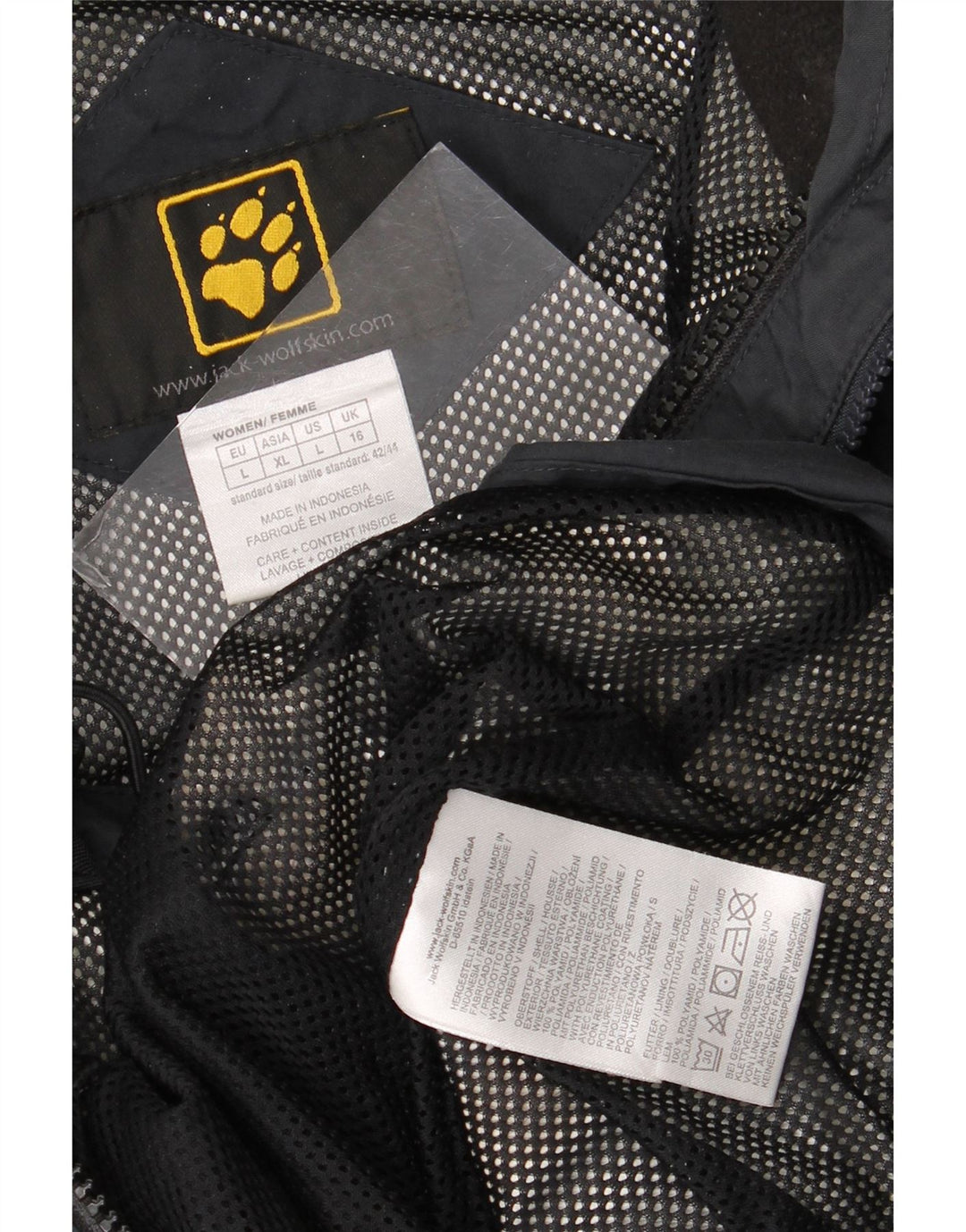 Jack Wolfskin Damen-Windbreakerjacke mit Kapuze, UK 16, Größe L, Grau, Farbblock