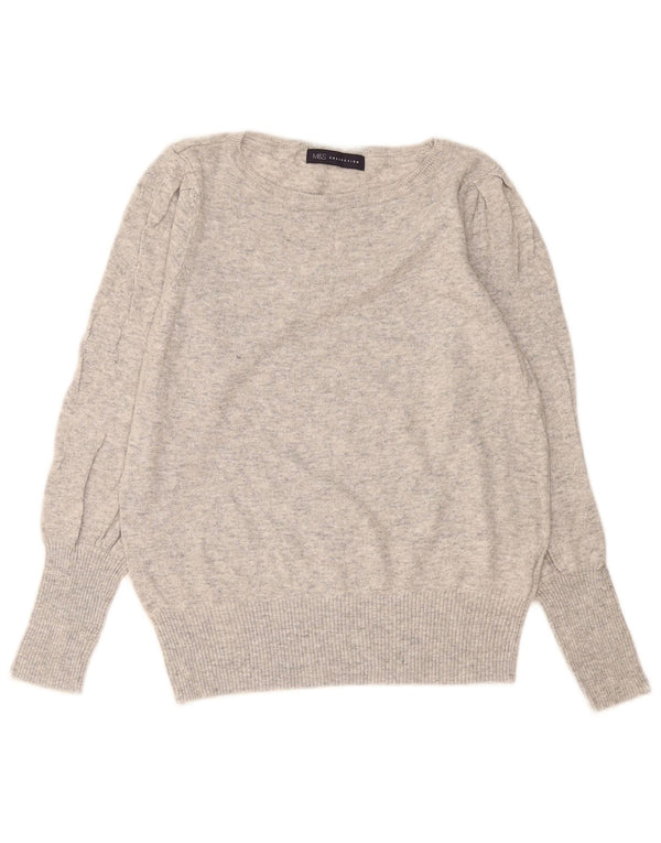 Marks & Spencer Damen-Pullover mit U-Boot-Ausschnitt, UK 14, Mittelgrau meliert