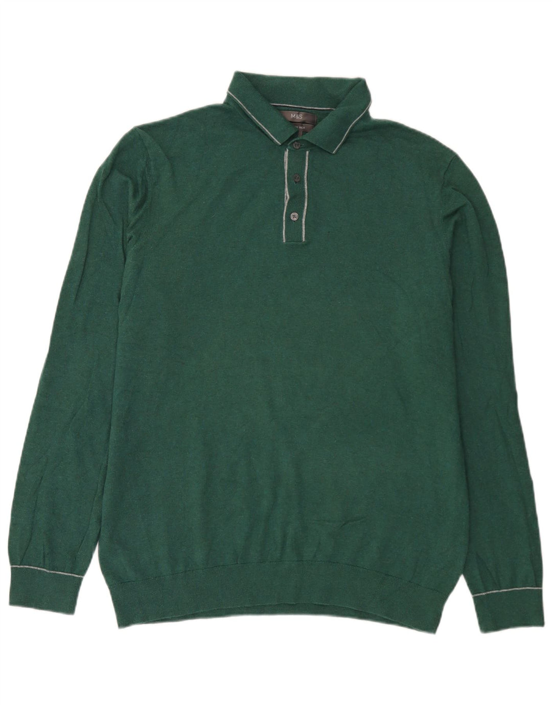 Marks & Spencer Herren-Pullover mit Rollkragen, groß, aus grüner Baumwolle