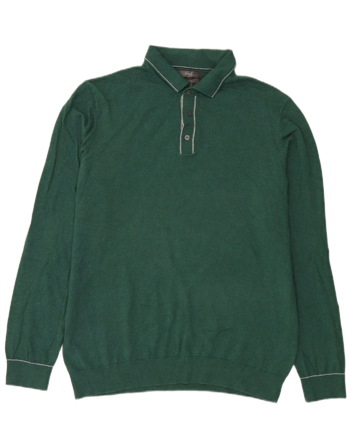 Marks & Spencer Herren-Pullover mit Rollkragen, groß, aus grüner Baumwolle