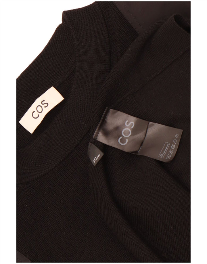 Cos Herren-Pullover, lockere Passform, Rundhalsausschnitt, Größe S, schwarze Wolle