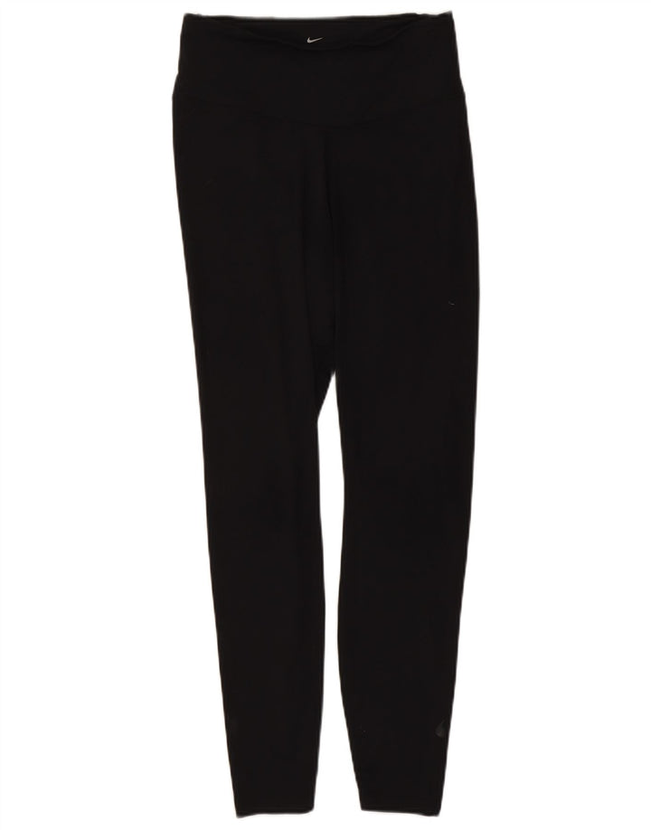 Nike Damen Dri Fit Leggings UK 12 Mittelschwarzes Nylon