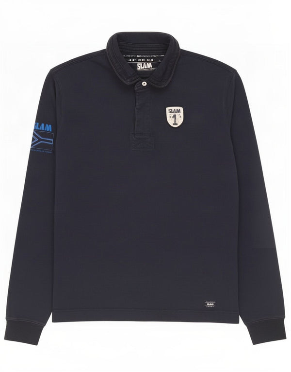 Slam Herren-Poloshirt mit Grafik, langärmelig, 4XL, Marineblau, Baumwolle