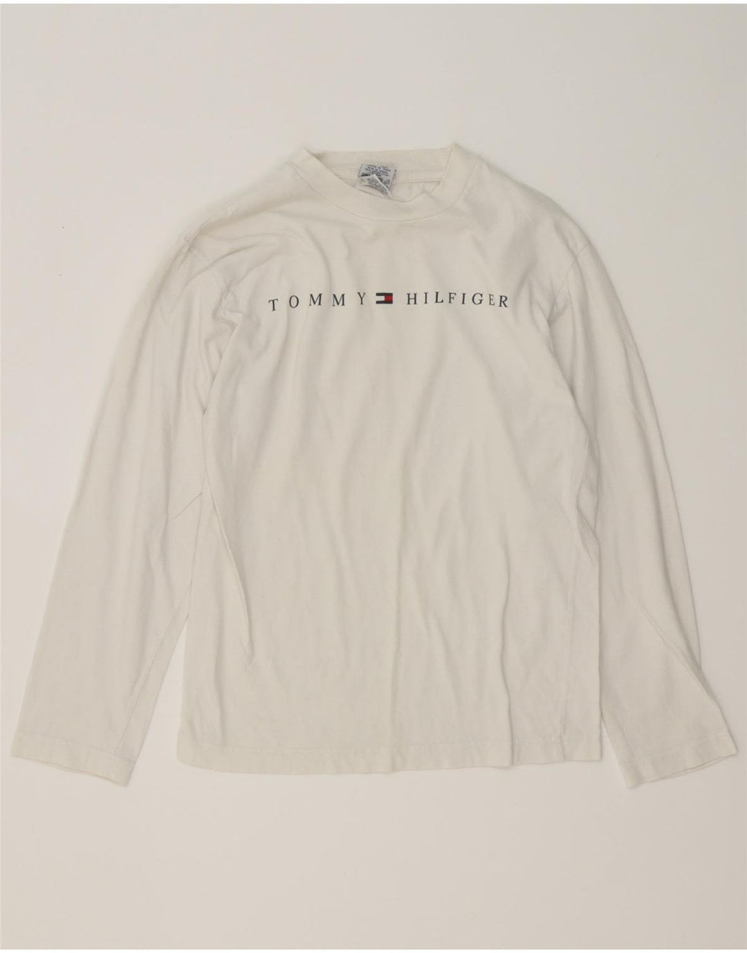 Tommy Hilfiger Jungen-Oberteil mit Grafik, langärmlig, 13–14 Jahre, mittelweiße Baumwolle