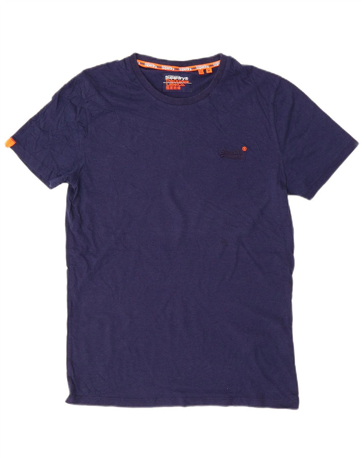 SUPERDRY Herren-T-Shirt-Oberteil aus Baumwolle in mittlerem Marineblau