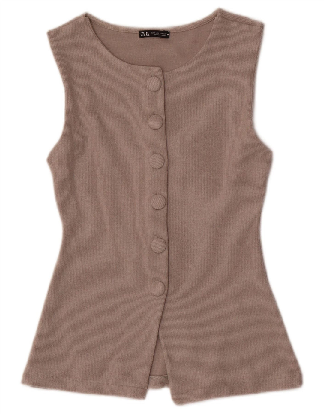 Ärmelloses Cardigan-Oberteil für Damen von Zara, Größe S, Beige, Polyester