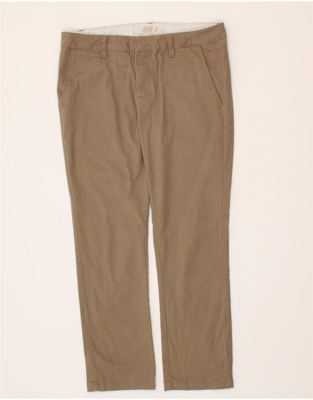 VOLCOM Womens Straight Casual Trousers US 5 Medium W30 L27 Brown Cotton Vintage Volcom and Second-Hand Volcom from Messina Hembry 