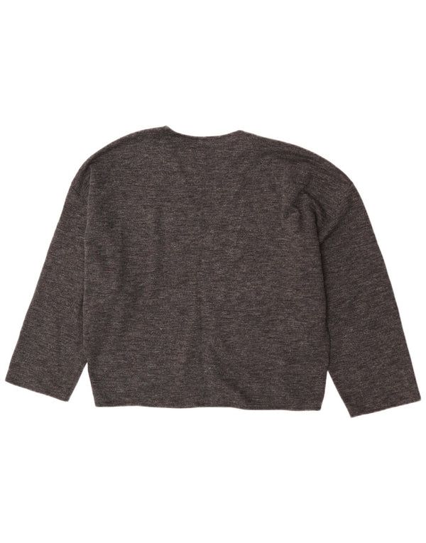 Zara Damen-Pullover mit 3/4-Ärmeln und V-Ausschnitt, Gr. 40, Größe L, Grau meliert