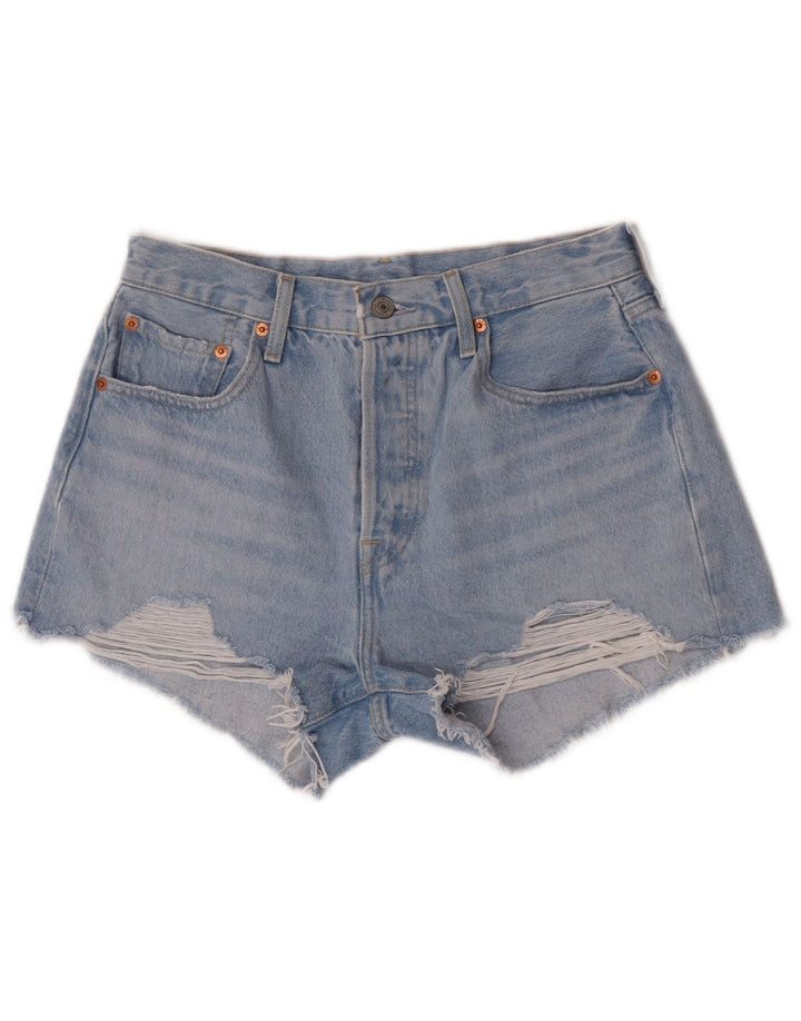 Levi's Damen 501 Denim Distressed Hot Pants W28 Mittelblau