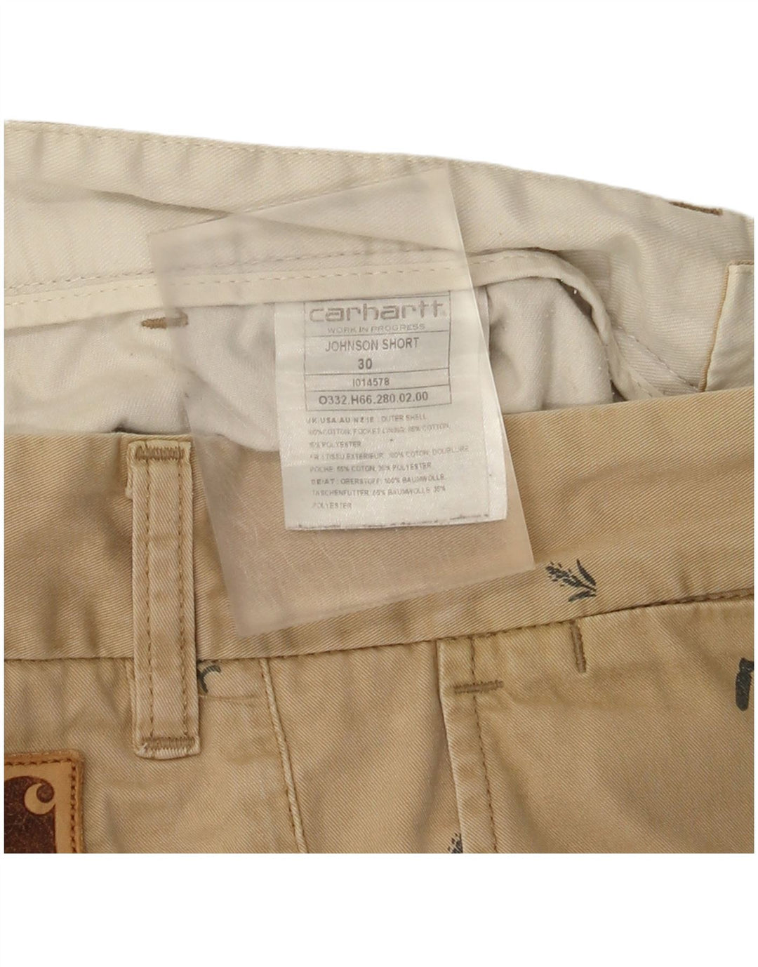 Carhartt Herren-Chinoshorts mit abstraktem Muster, W30, mittelbeige Baumwolle