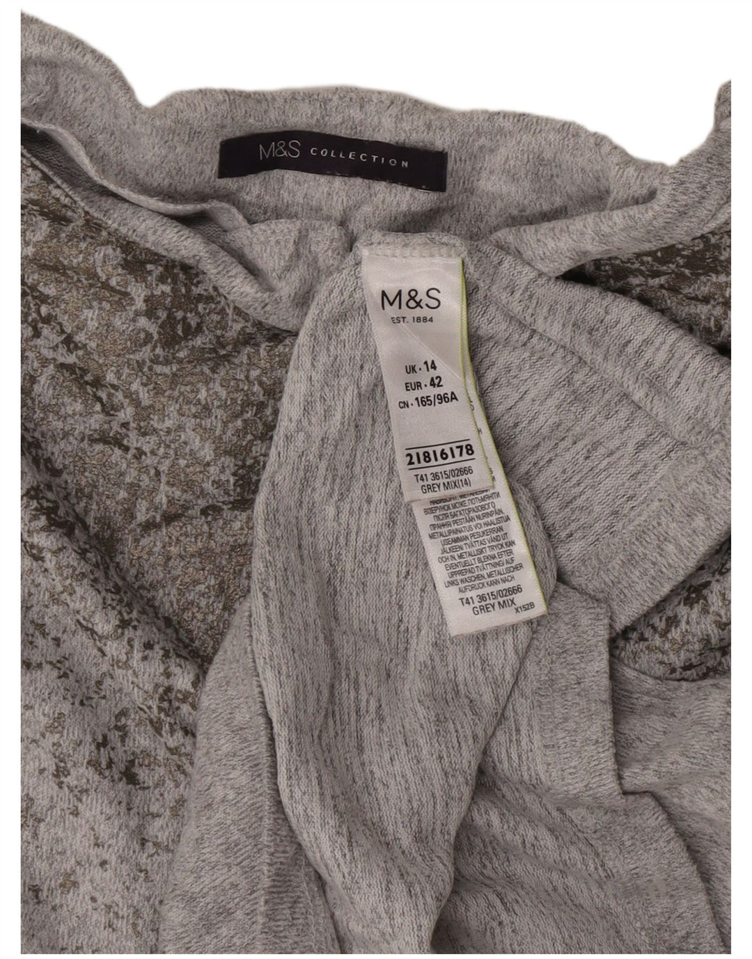 Marks & Spencer Damen-Blusenoberteil UK 14 Mittelgrau meliertes Polyester