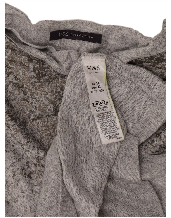 Marks & Spencer Damen-Blusenoberteil UK 14 Mittelgrau meliertes Polyester