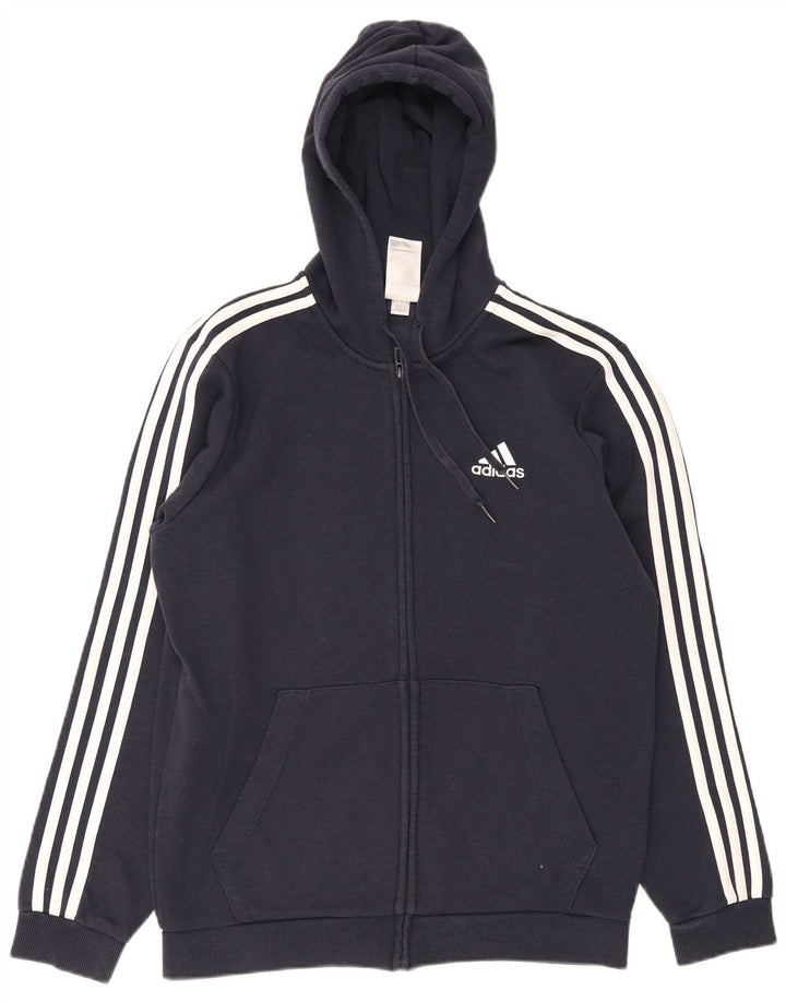 Adidas Herren-Kapuzenpullover mit Reißverschluss, mittlere marineblaue Baumwolle