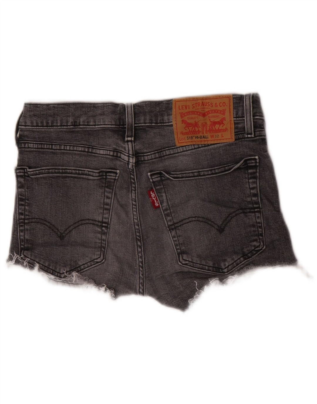 Levi's Damen 519 Distressed Denim Hot Pants W32 Große graue Baumwolle
