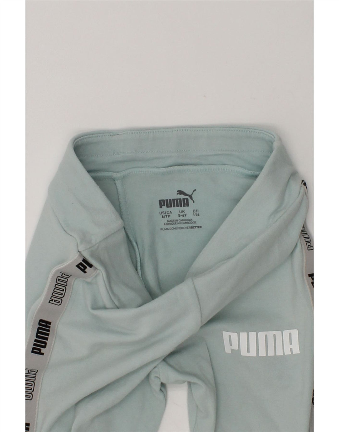 PUMA Girls Graphic Leggings 5-6 Years Turquoise | Vintage Puma | Thrift | Second-Hand Puma | Used Clothing | Messina Hembry 
