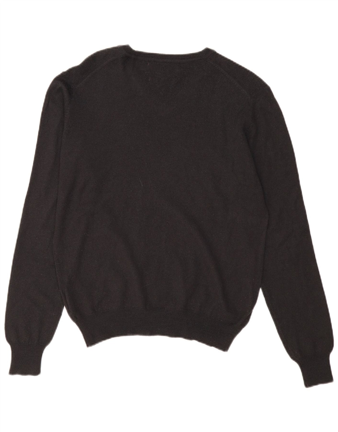 Marlboro Classics Slim Fit Herrenpullover mit V-Ausschnitt aus mittelschwarzer Wolle