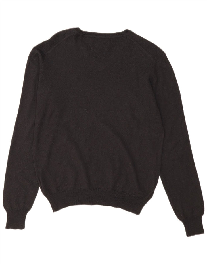 Marlboro Classics Slim Fit Herrenpullover mit V-Ausschnitt aus mittelschwarzer Wolle