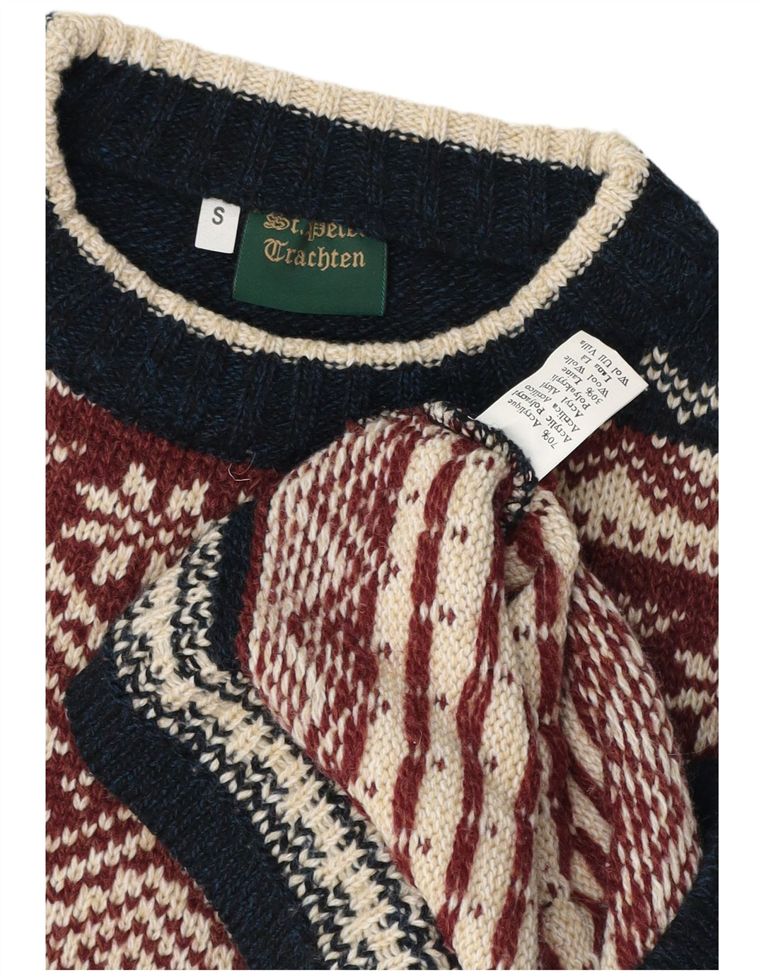 VINTAGE Herren-Pullover mit Rundhalsausschnitt, klein, mehrfarbig, Fair Isle