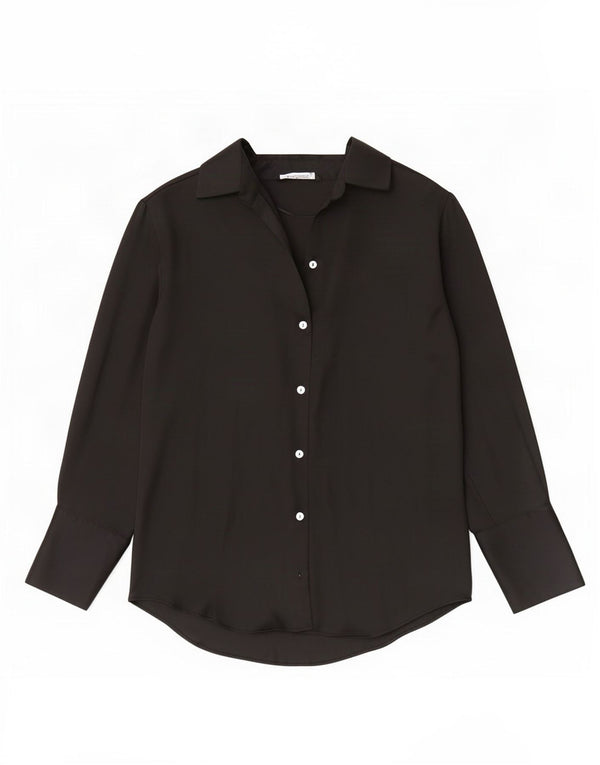 Zara Womens Loose Fit Shirt UK 6 XS Schwarz Polyester