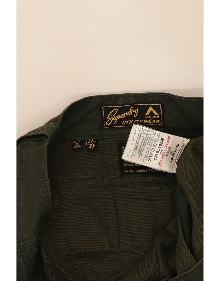 Superdry Herren Slim Cargohose W32 L30 Grüne Baumwolle