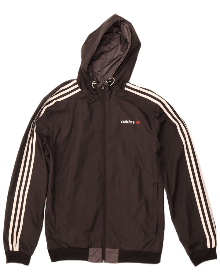 ADIDAS Herren Kapuzen-Wendejacke UK 36 Small Grau Polyester