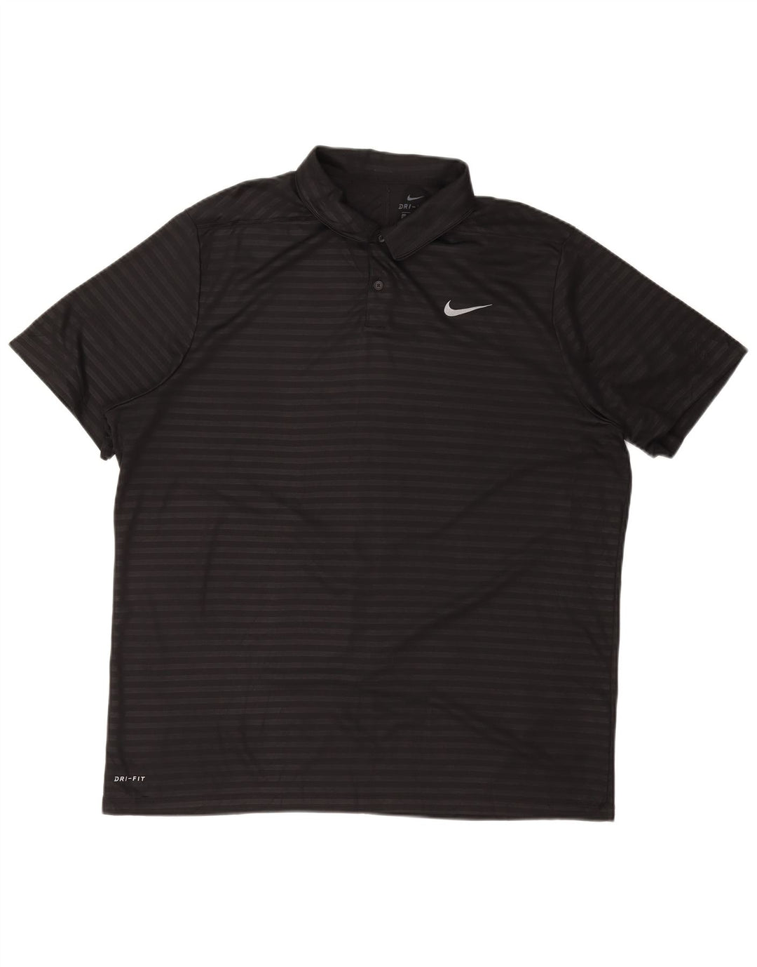 NIKE Mens Big & Tall Polo Shirt 2XL Black Striped Polyester