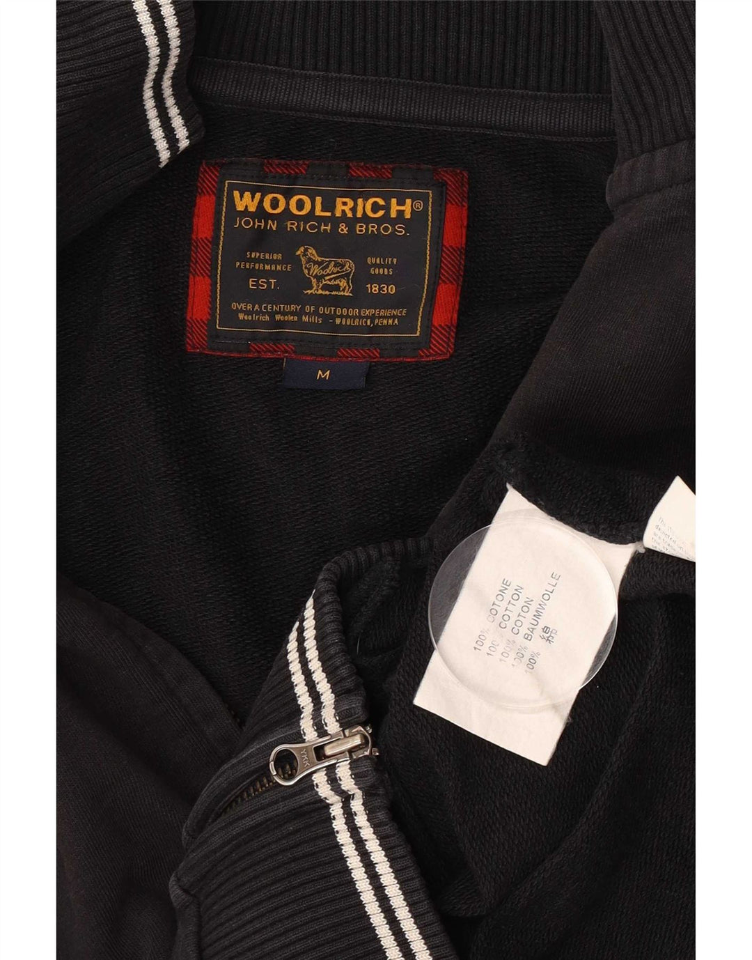 Woolrich Herren-Trainingsanzug-Top-Jacke aus mittelschwarzer Baumwolle