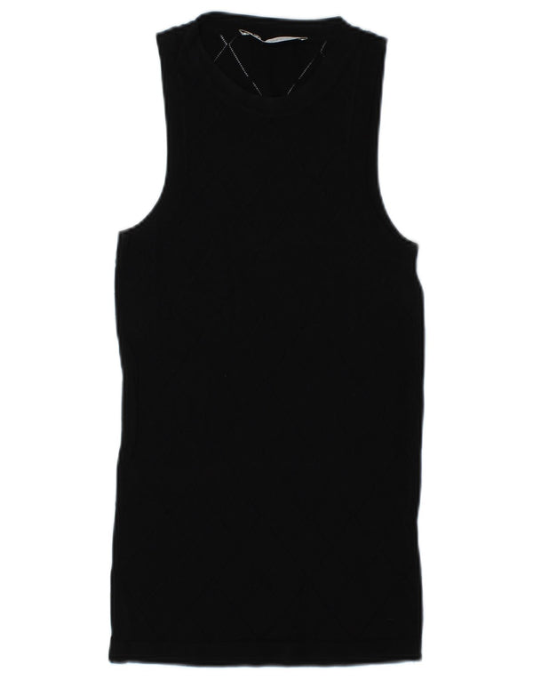 Zara Damen Weste Top UK 12 Medium Schwarz
