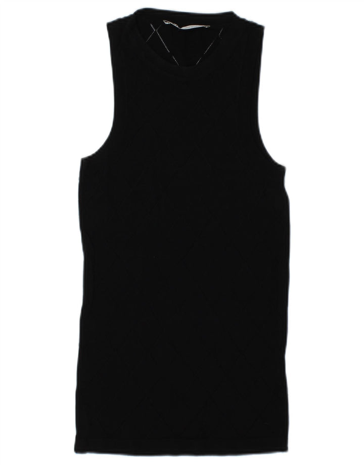 Zara Damen Weste Top UK 12 Medium Schwarz