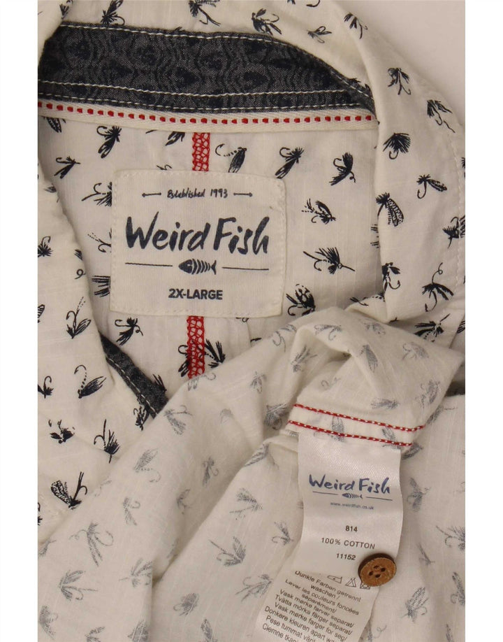 Weird Fish Herren-Kurzarmhemd mit abstraktem Muster, 2XL, weiße Baumwolle