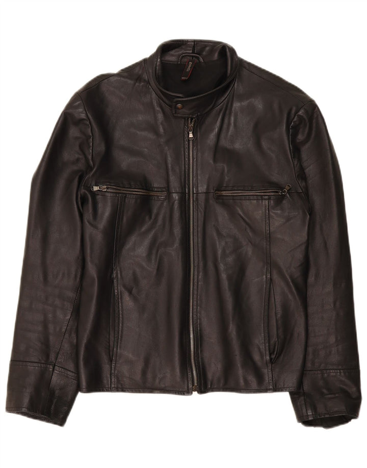 Gotelli Herren Lederjacke IT 46 Small Schwarzes Leder