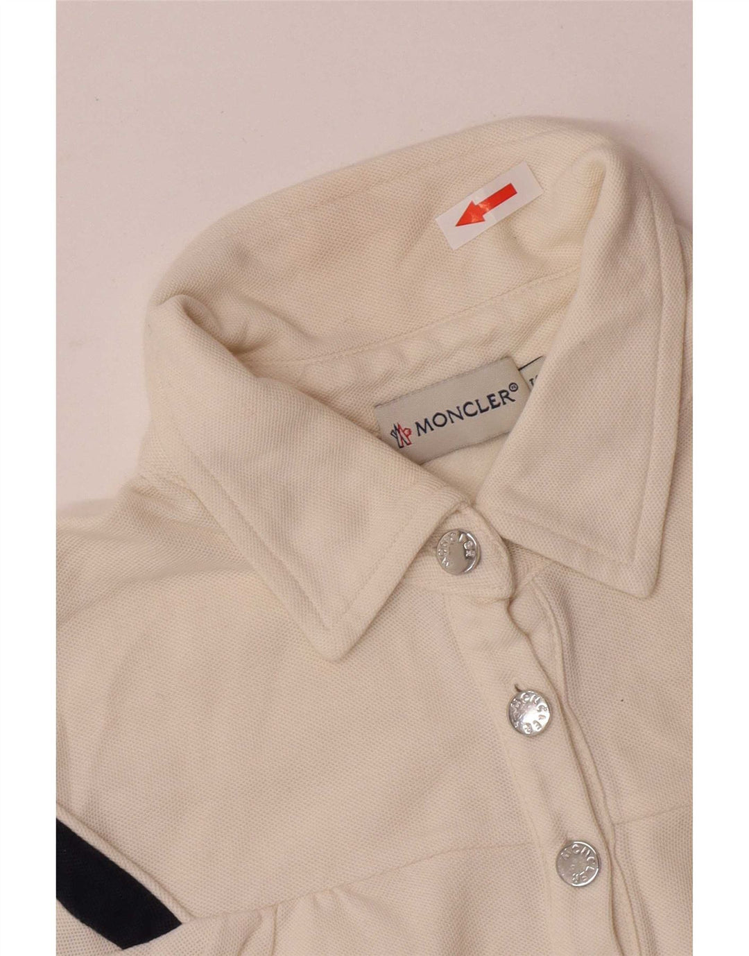 Moncler Damen Poloshirt UK 10 Small Off White gestreift