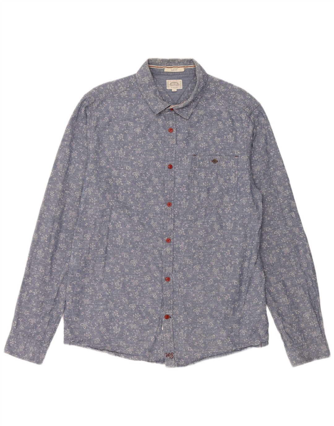 White Stuff Herren-Hemd mit schmaler Passform, groß, aus Baumwolle mit blauem Blumenmuster