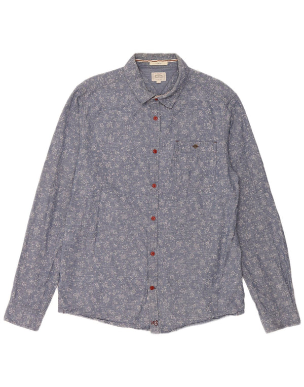 White Stuff Herren-Hemd mit schmaler Passform, groß, aus Baumwolle mit blauem Blumenmuster