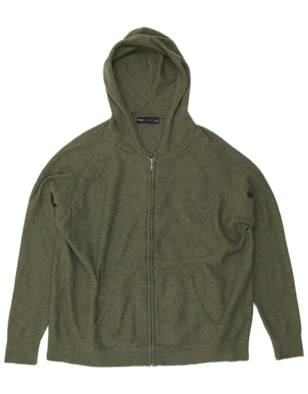 Marks & Spencer Damen-Cardigan mit Kapuze, UK 16, Größe L, Khaki, Polyester