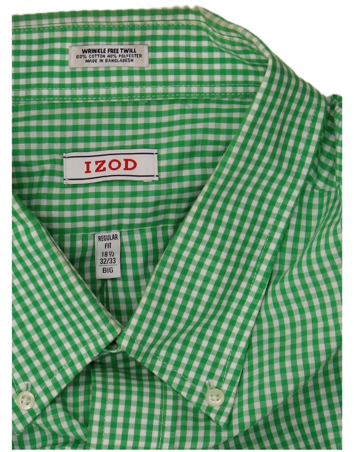 IZOD Herren-Hemd Big Regular Fit, Größe 18 1/2 2XL, grüne Gingham-Baumwolle