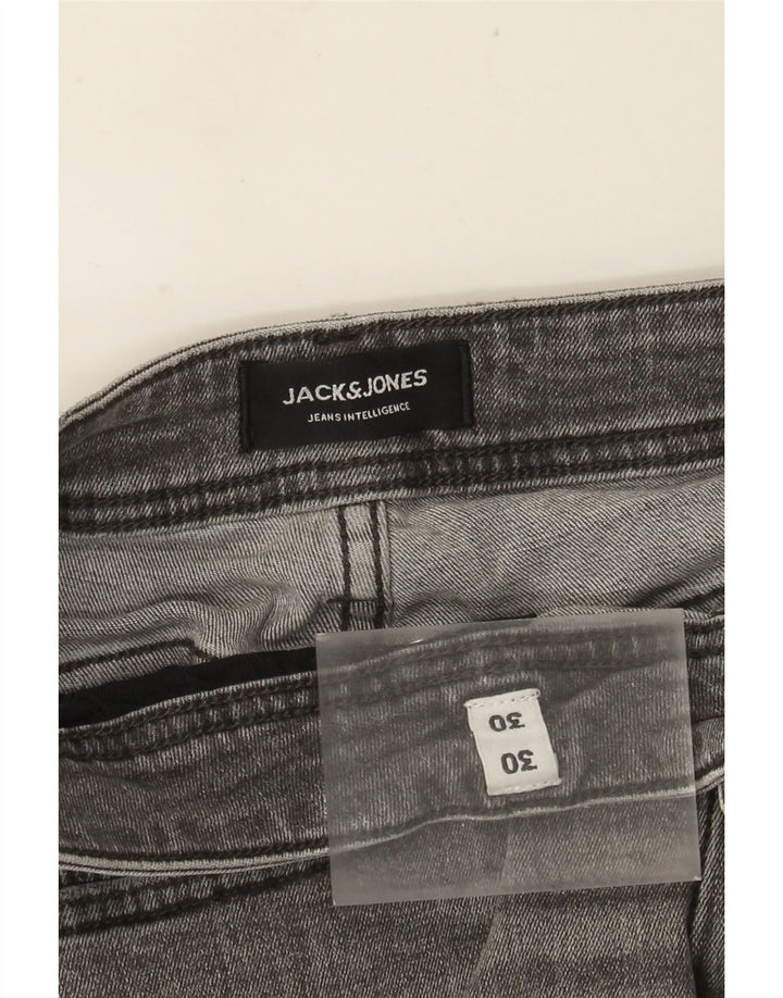 JACK & JONES Herren Distressed Slim Jeans W30 L30 Graue Baumwolle