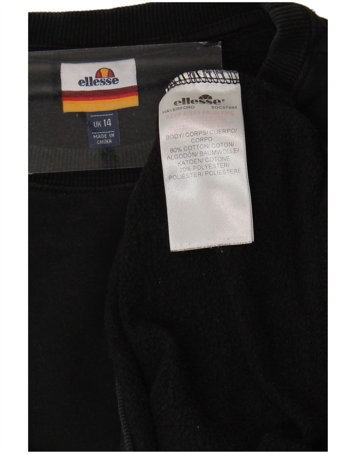 Ellesse Damen-Sweatshirt in Übergröße, Größe UK 14, Größe L, Schwarz, Baumwolle