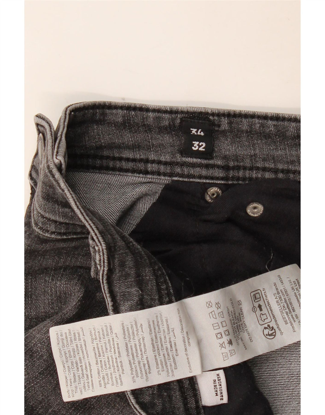 JACK & JONES Herren GLENN Slim Jeans W34 L32 Graue Baumwolle