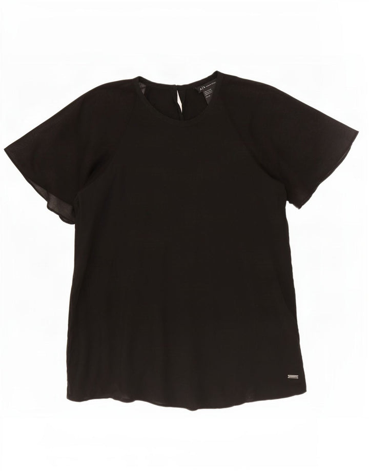 Armani Exchange Damen Bluse Top UK 6 XS Schwarz Viskose