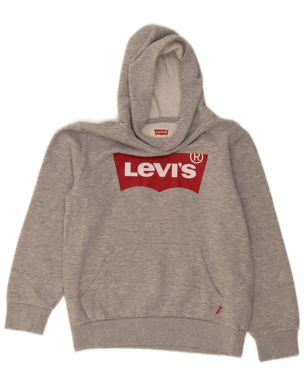 Levi's Mädchen-Kapuzenpullover mit Grafik, 11–12 Jahre, graue Baumwolle