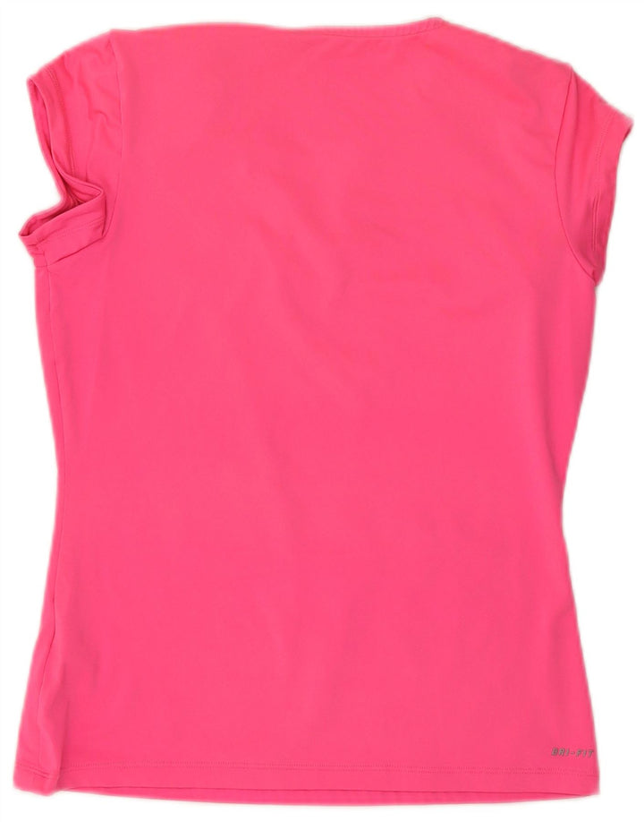 Nike Damen Dri Fit T-Shirt Top UK 16 Large Pink Polyester